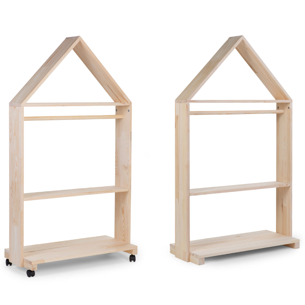Mobilier decorativ casuta cu roti Childhome 80x135 cm, Lemn Natural