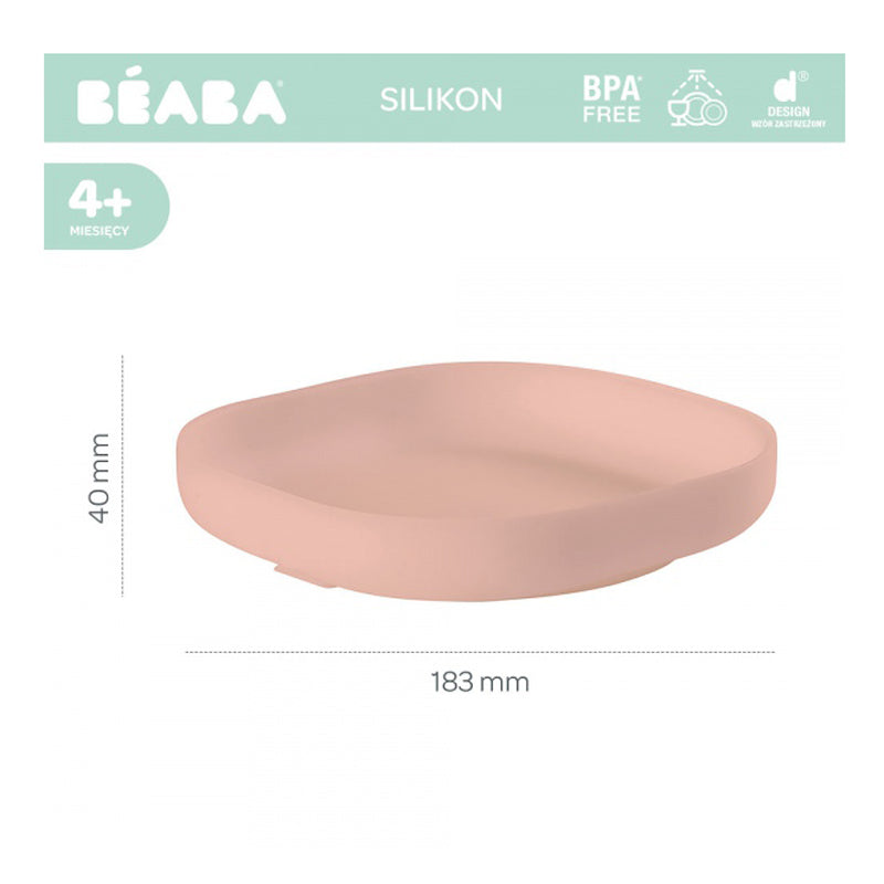 Farfurie silicon cu ventuza roz