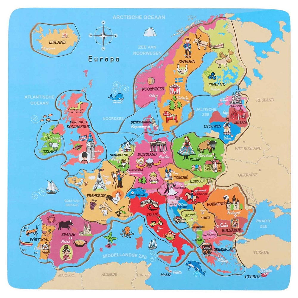 Puzzle din lemn Europa Marionette, 19 piese