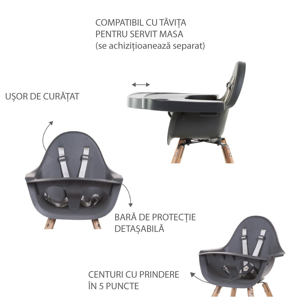 Scaun de masa reglabil in inaltime Childhome Evolu 2 Natural Antracit