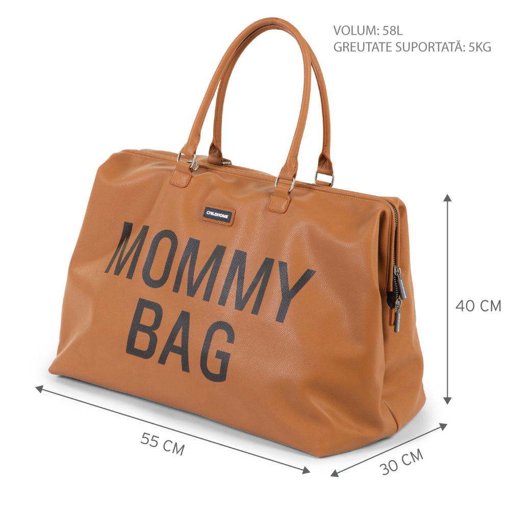 Geanta de infasat Childhome Mommy Bag piele ecologica Maro