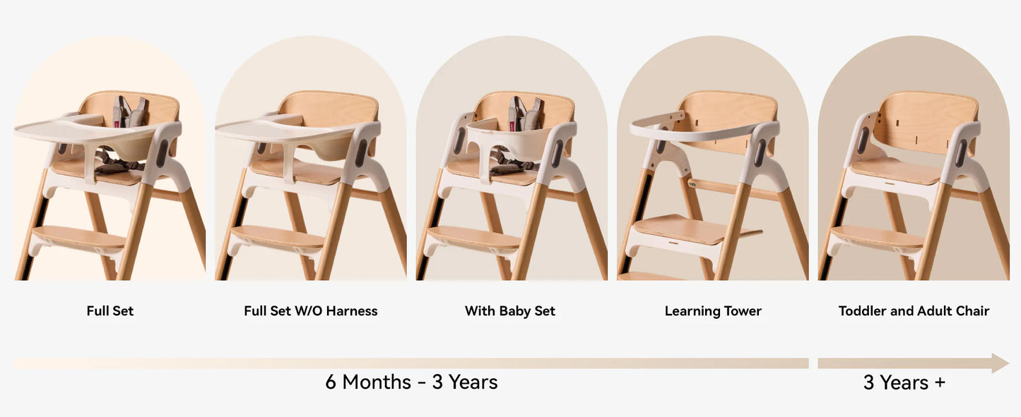Scaun de Masa Inalt Transformabil Momcozy DinerPal 3 in 1 Lemn Natural