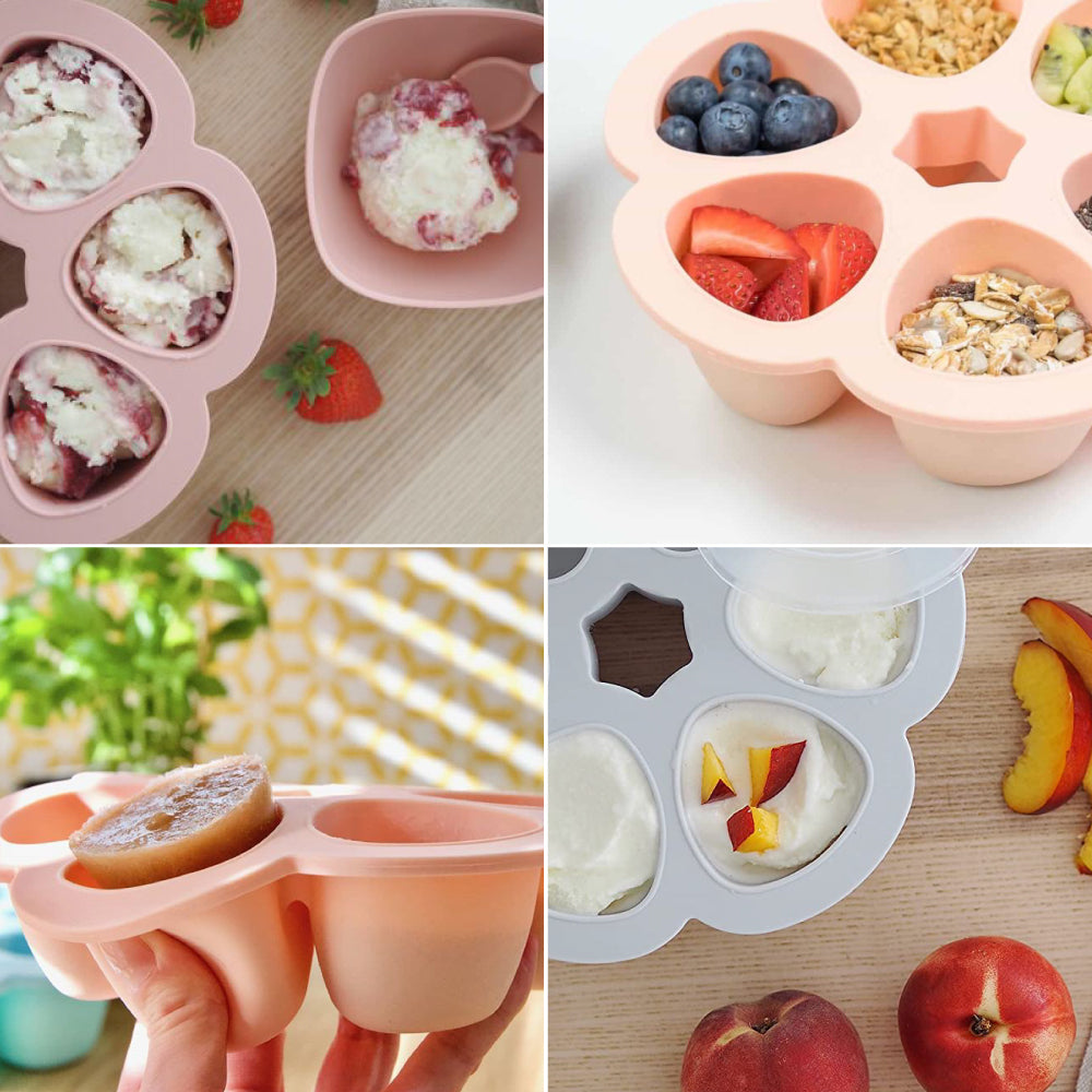 Recipient ermetic silicon multiportii 6x90 ml Beaba Windy Blue