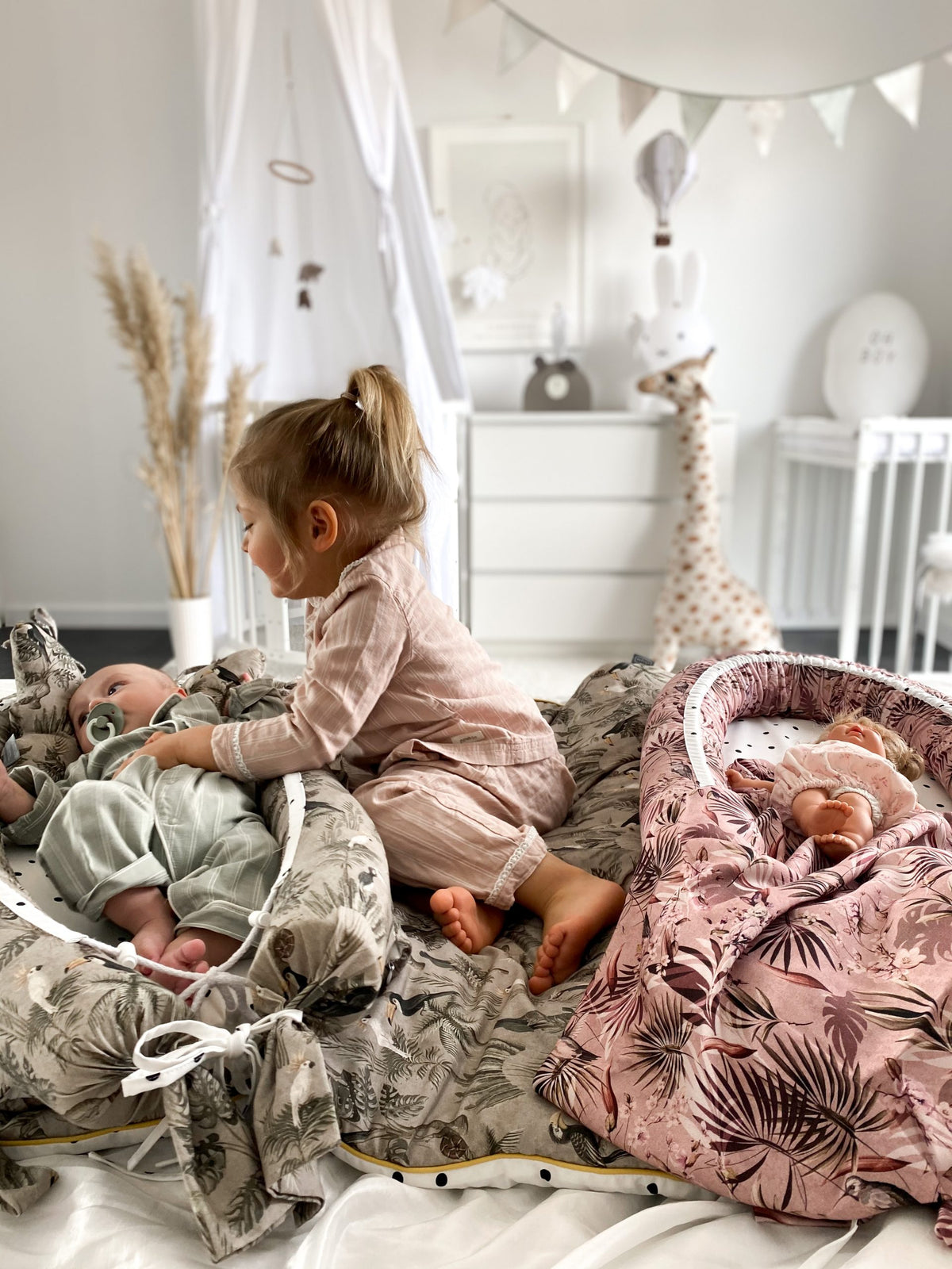 Baby Nest 2 Fete Bumbac Jungle Pink Sleepee