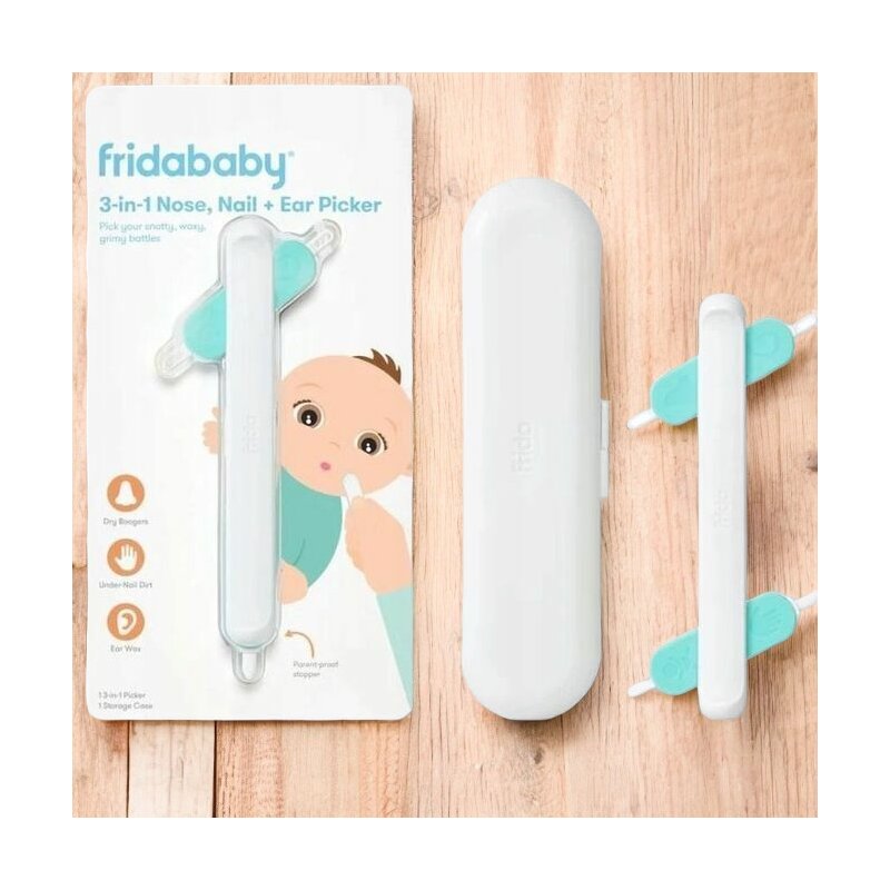 Dispozitiv de curatare, Fridababy, Multifunctional, Cu 4 capete, Pentru unghii, mucoasa nazala, urechi si alte parti ale corpului, Reutilizabil, 0 luni+