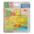 Puzzle din lemn Marionette 9 cuburi animale din ferma