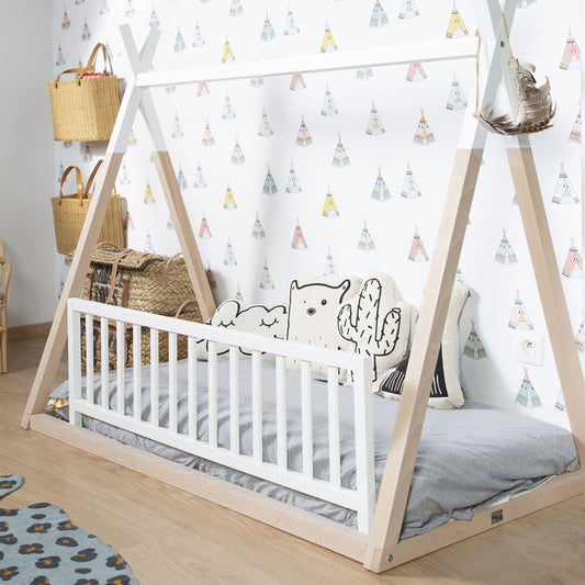 Protectie Pat Childhome 120 cm Fag Alb
