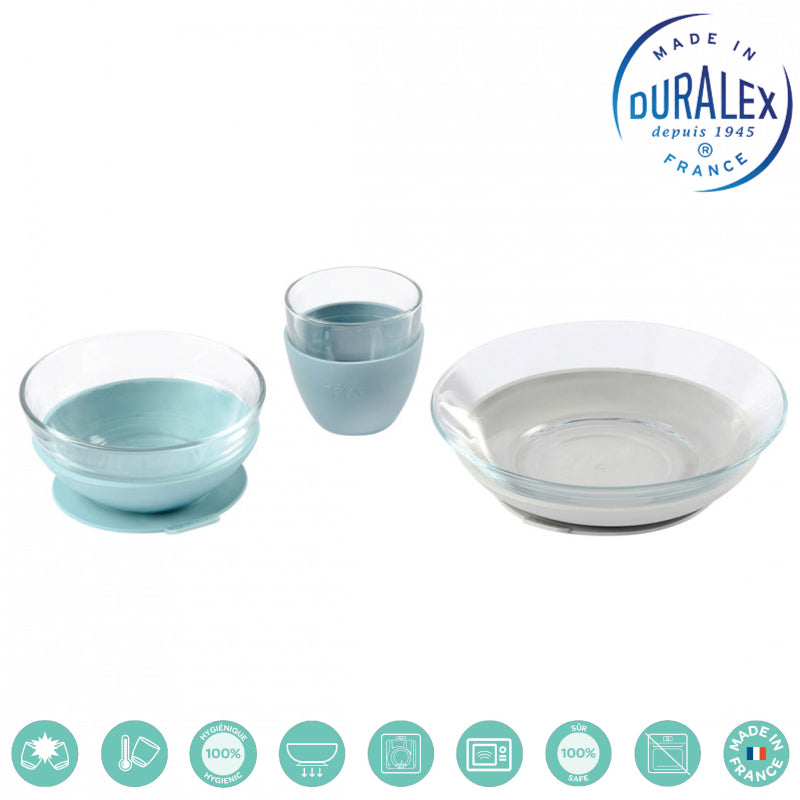 Set de masa 3 piese din sticla DURALEX cu suport antiaderent - Jungle