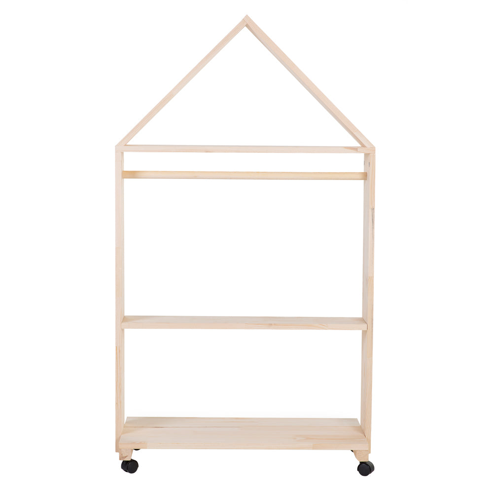 Mobilier decorativ casuta cu roti Childhome 80x135 cm, Lemn Natural