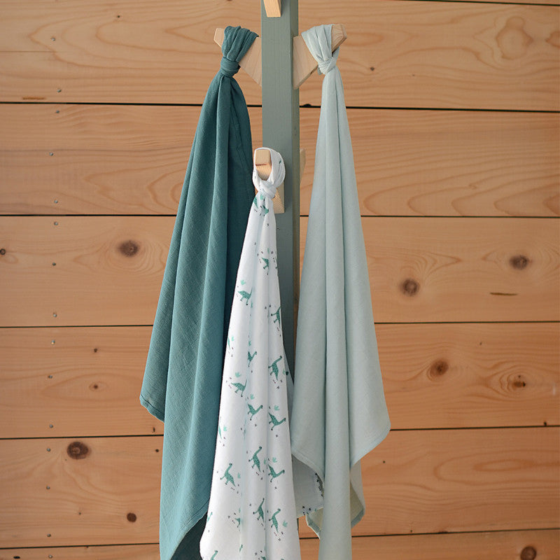 Set 3 Museline Beaba bumbac organic 70x70 cm Jurassic Green