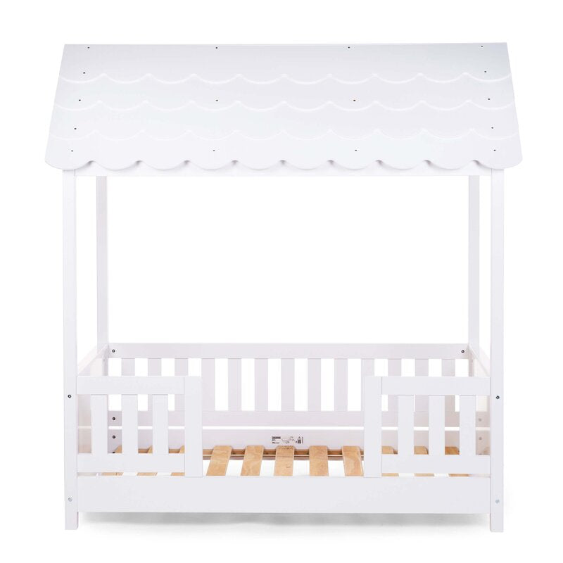 Pat Casuta Childhome cu protectii laterale 70x140 cm Lemn Alb