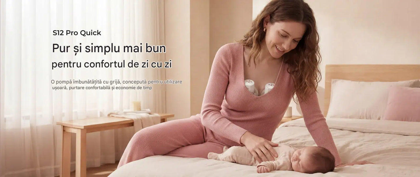 Pompa de San Portabila Dubla Momcozy S12 Pro Quick Maxima Eficacitate Pink