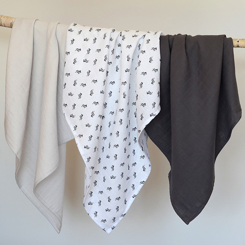 Set 3 Museline Beaba Bumbac Organic 70x70 cm Savana Grey