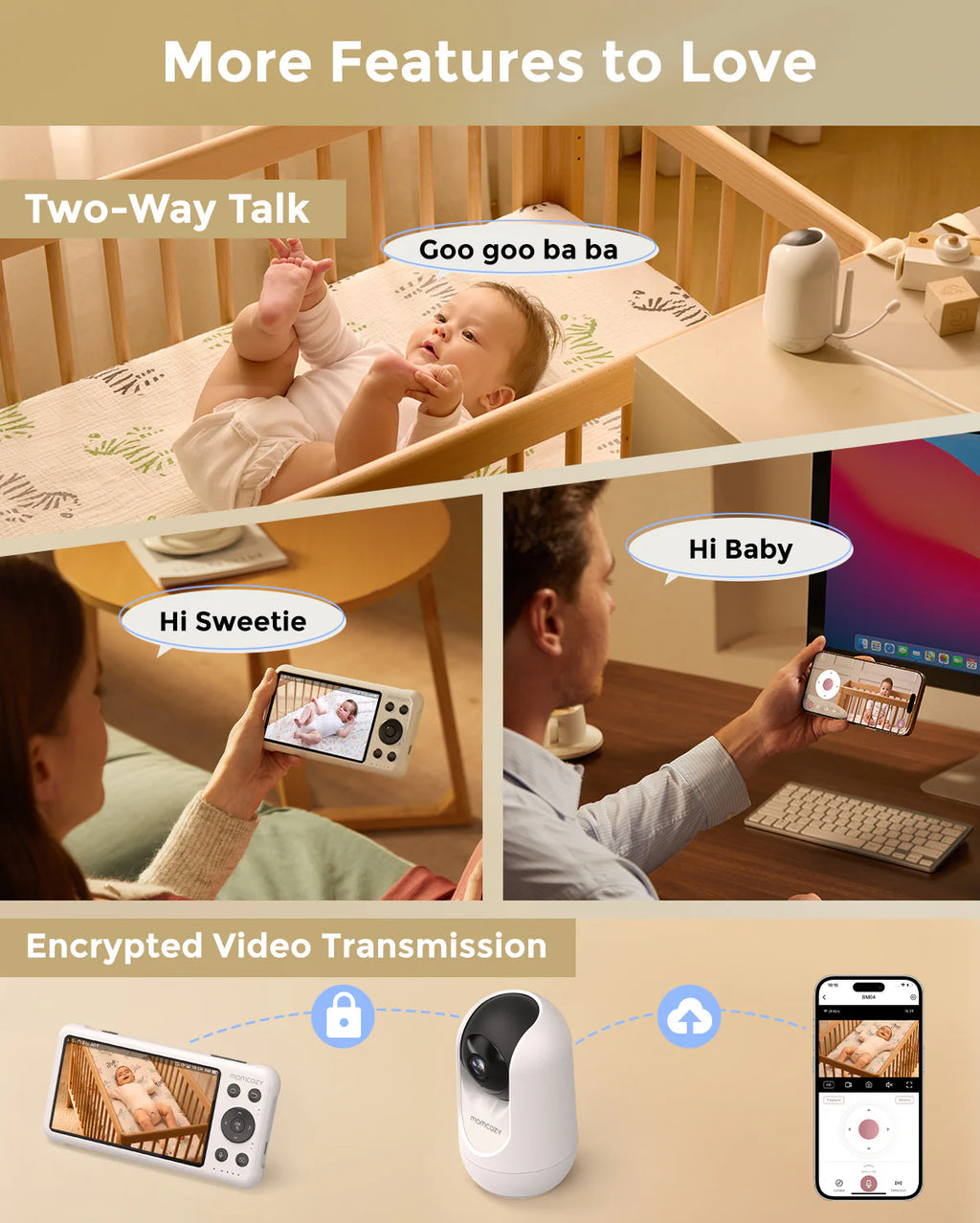 Baby monitor video Momcozy BM04 5 inch Dual Mode