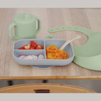 Set de masa din silicon Beaba Essentials Grey Sage Green 4 piese