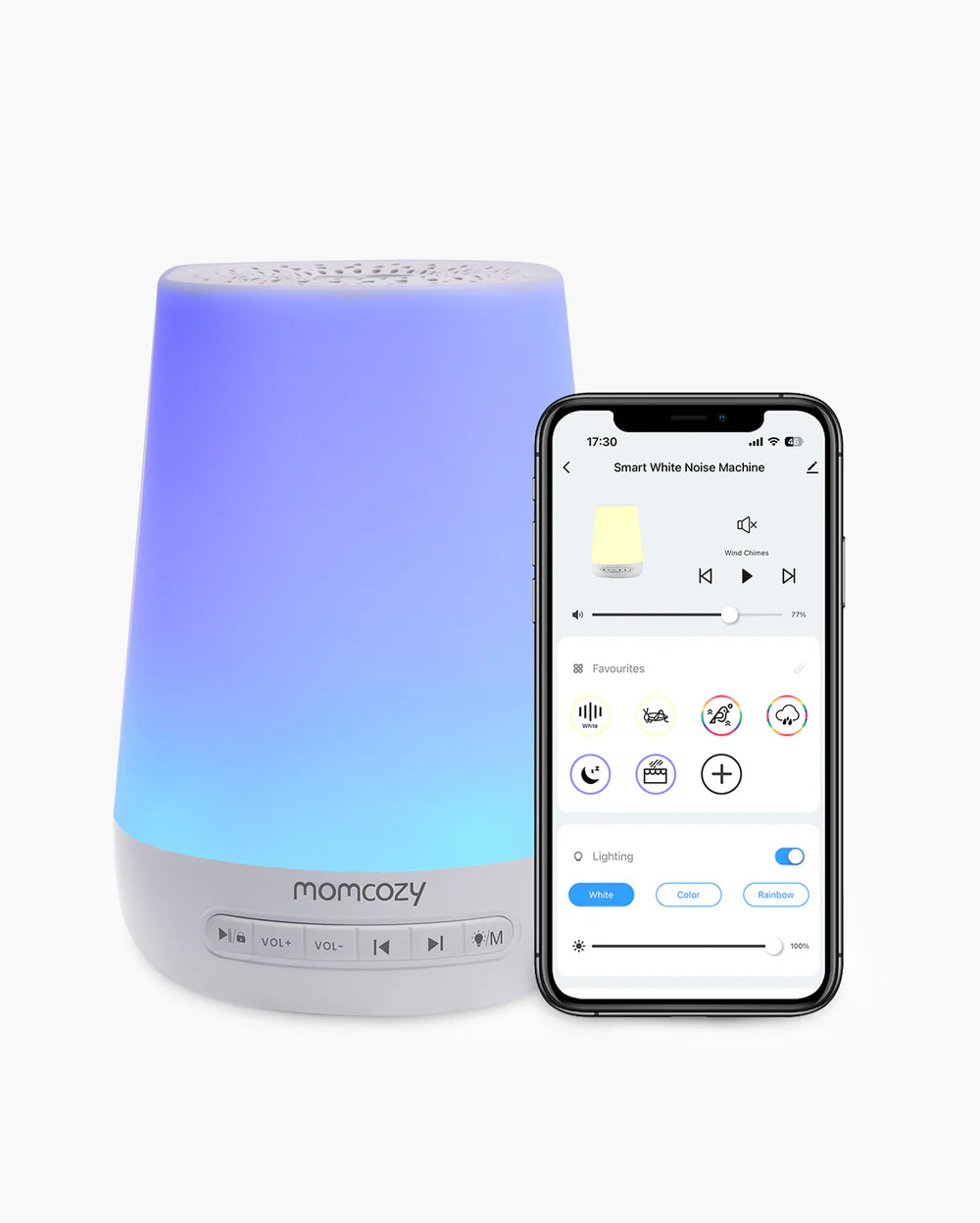 Lampa de veghe si aparat white noise Momcozy SMART 2 in 1