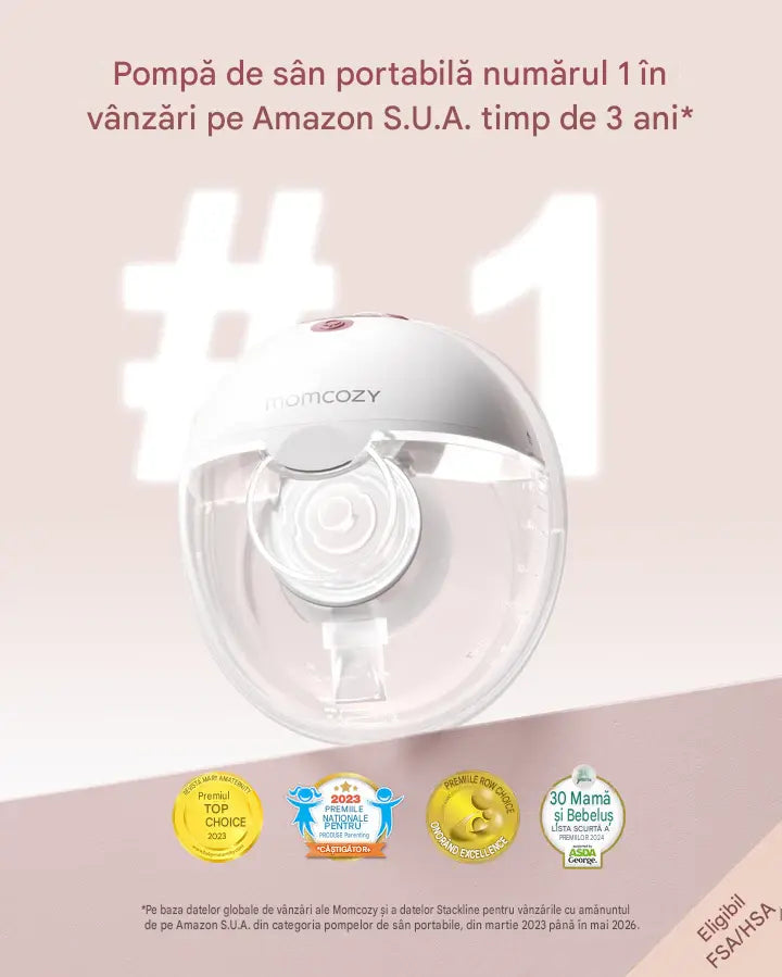 Pompa de San Portabila Single Momcozy M5 Smart cu Conectivitate Mobila Fara Durere - Gri