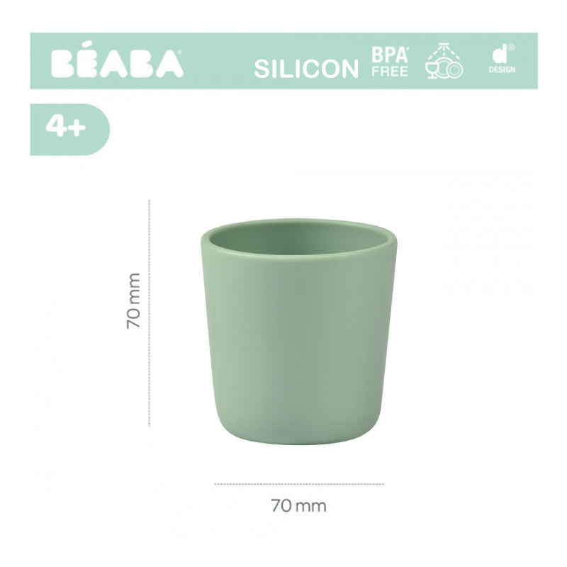 Set 3 pahare silicon Beaba Sage Green