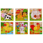 Puzzle din lemn Marionette 9 cuburi animale din ferma