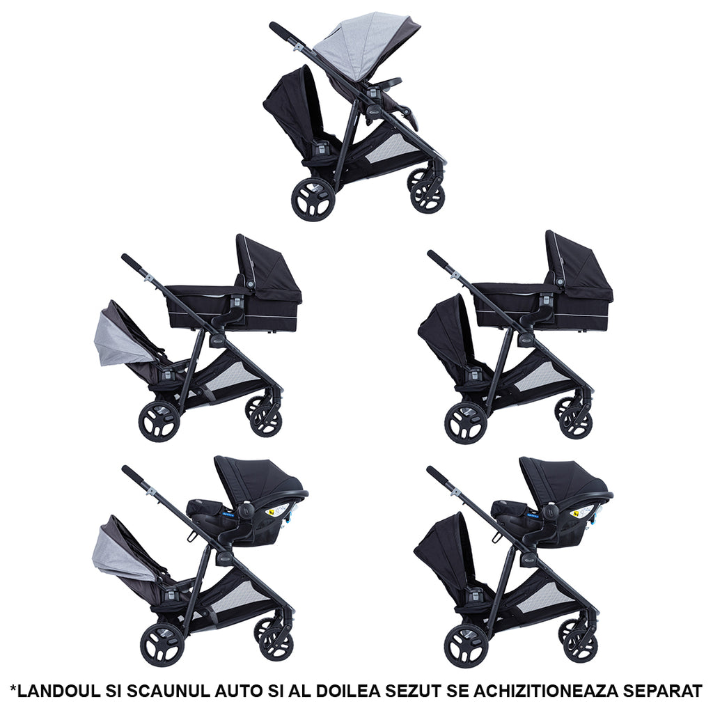 Carucior Graco Time2Grow Iron transformabil in carucior dublu