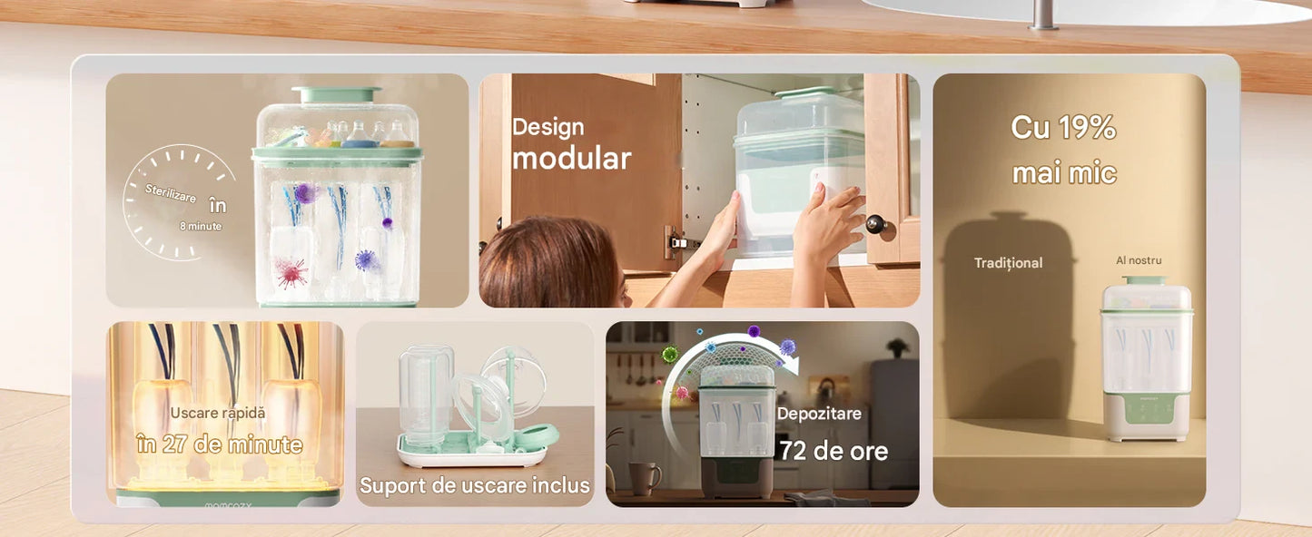 Aparat Sterilizator și Uscător de biberoane compact 4 în 1 - MOMCOZY