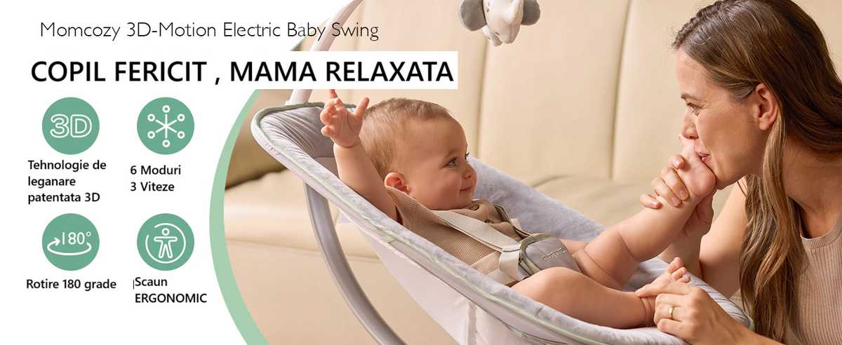 Leagan electric bebe Momcozy CocoSway 3D-Motion