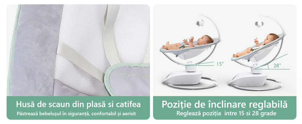 Leagan electric bebe Momcozy CocoSway 3D-Motion