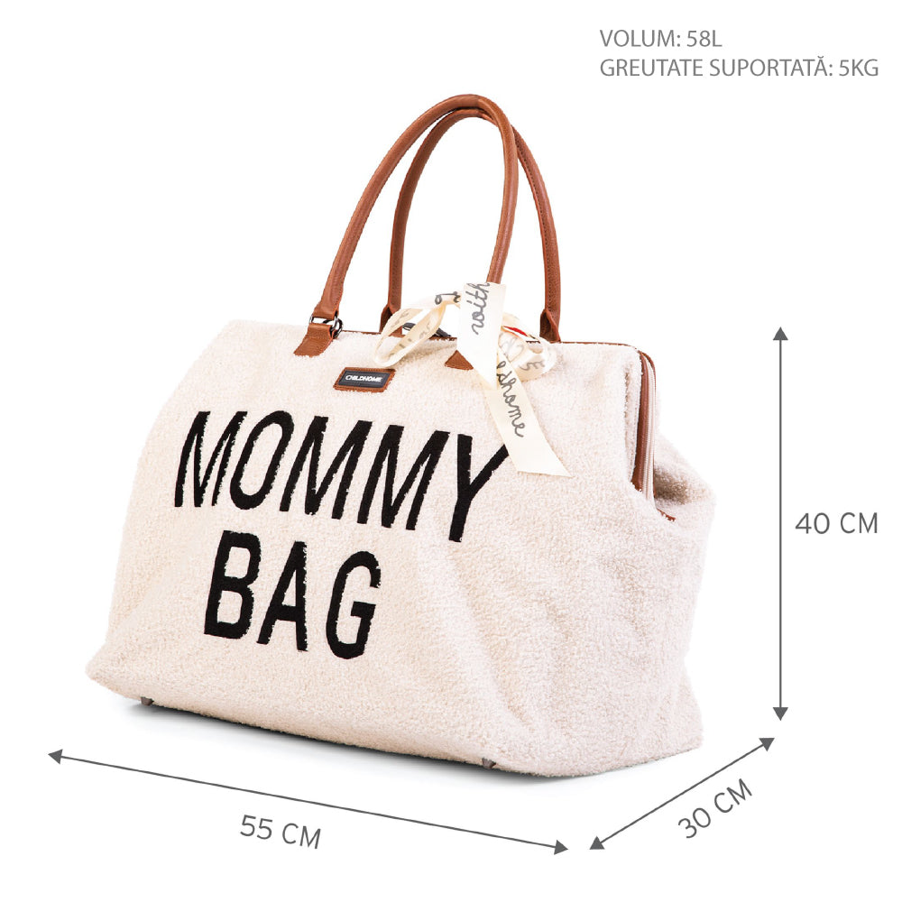 Geanta de infasat Childhome Mommy Bag Teddy Ecru