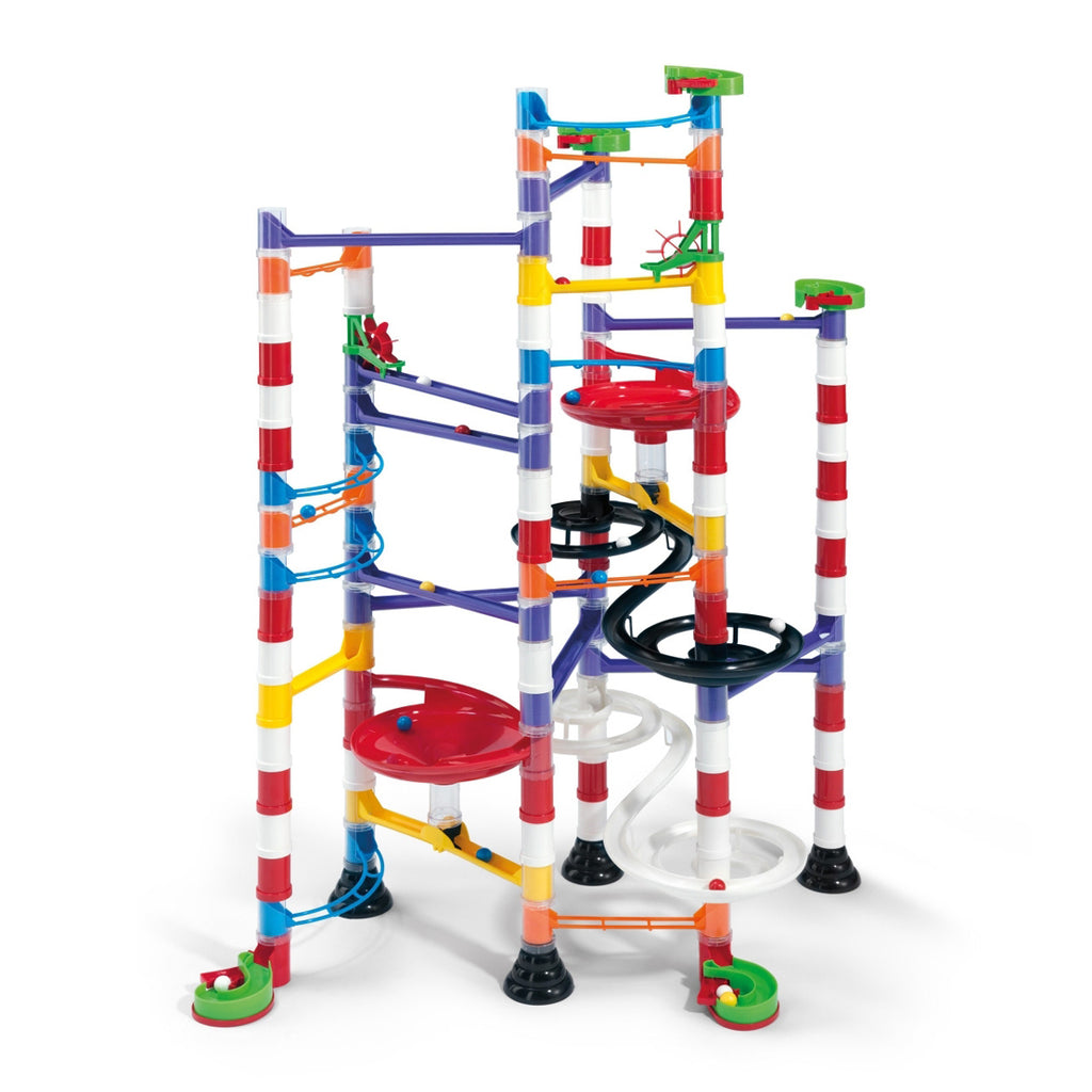 Pista cu bile Quercetti Migoga Super Marble Run Maxi – pistă multicoloră asamblată, vedere frontală
