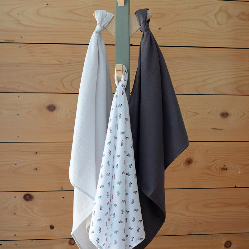 Set 3 Museline Beaba Bumbac Organic 70x70 cm Savana Grey