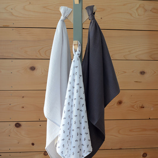 Set 3 Museline Beaba Bumbac Organic 70x70 cm Savana Grey