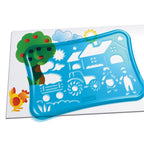 Set sabloane desen Quercetti Ferma – șablon albastru cu tractor și copac