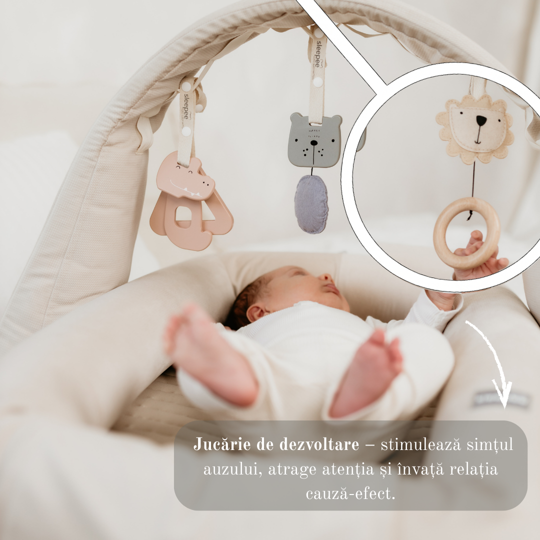 Baby Nest Modular cu Arcada de jucarii si Aparat sunete Sleepee