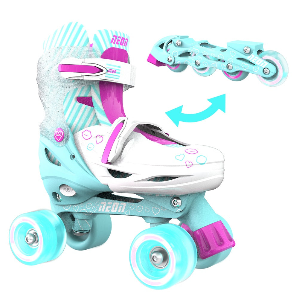 Role 2 in 1 Neon Combo Skates Reglabile 34-37 Teal Pink