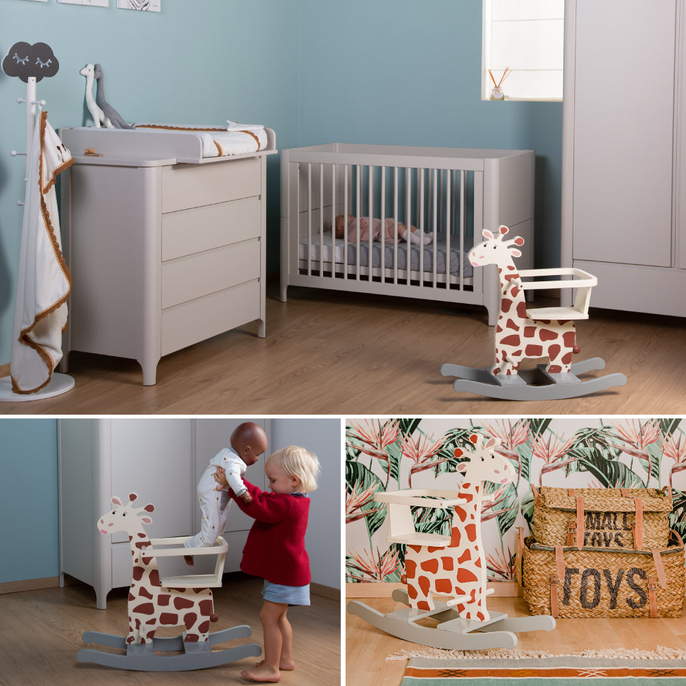 Balansoar Childhome Girafa 12-30 Luni MDF Ecru Gri Echilibru Coordonare