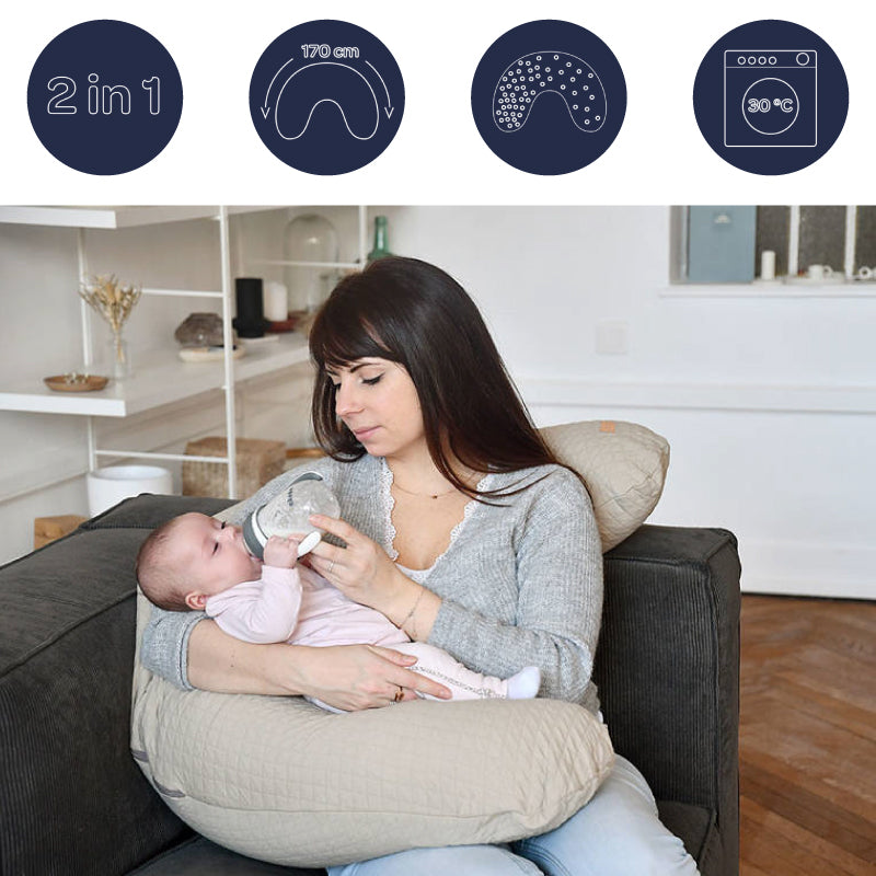 Perna gravida Beaba Big Flopsy 170 cm Fleur de Coton Linen