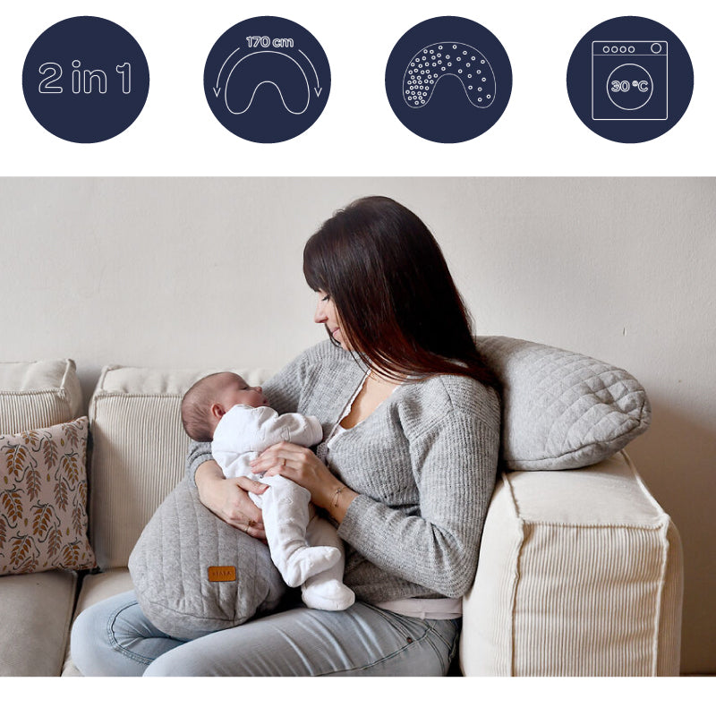 Perna gravida Beaba Big Flopsy 170 cm Fleur de Coton Heather Grey