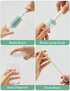 Kit perii si uscator biberoane Momcozy 7 in 1, culoare verde