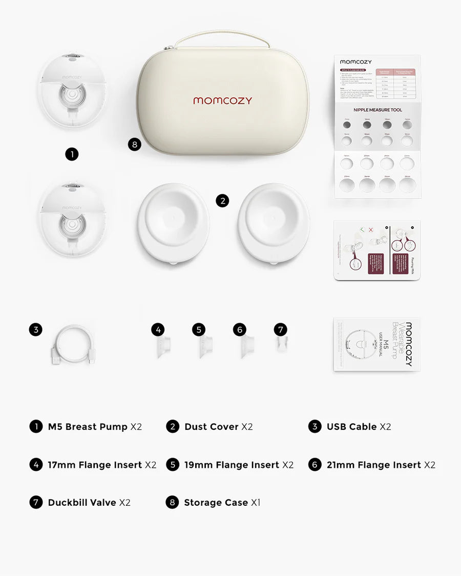 Pompa de San Portabila Dubla Momcozy M5 Smart cu Conectivitate Mobila - Gri Set 2 buc