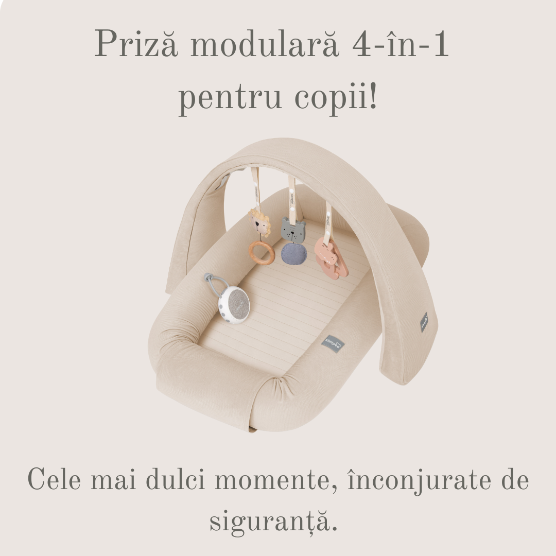 Baby Nest Modular cu Arcada de jucarii si Aparat sunete Sleepee