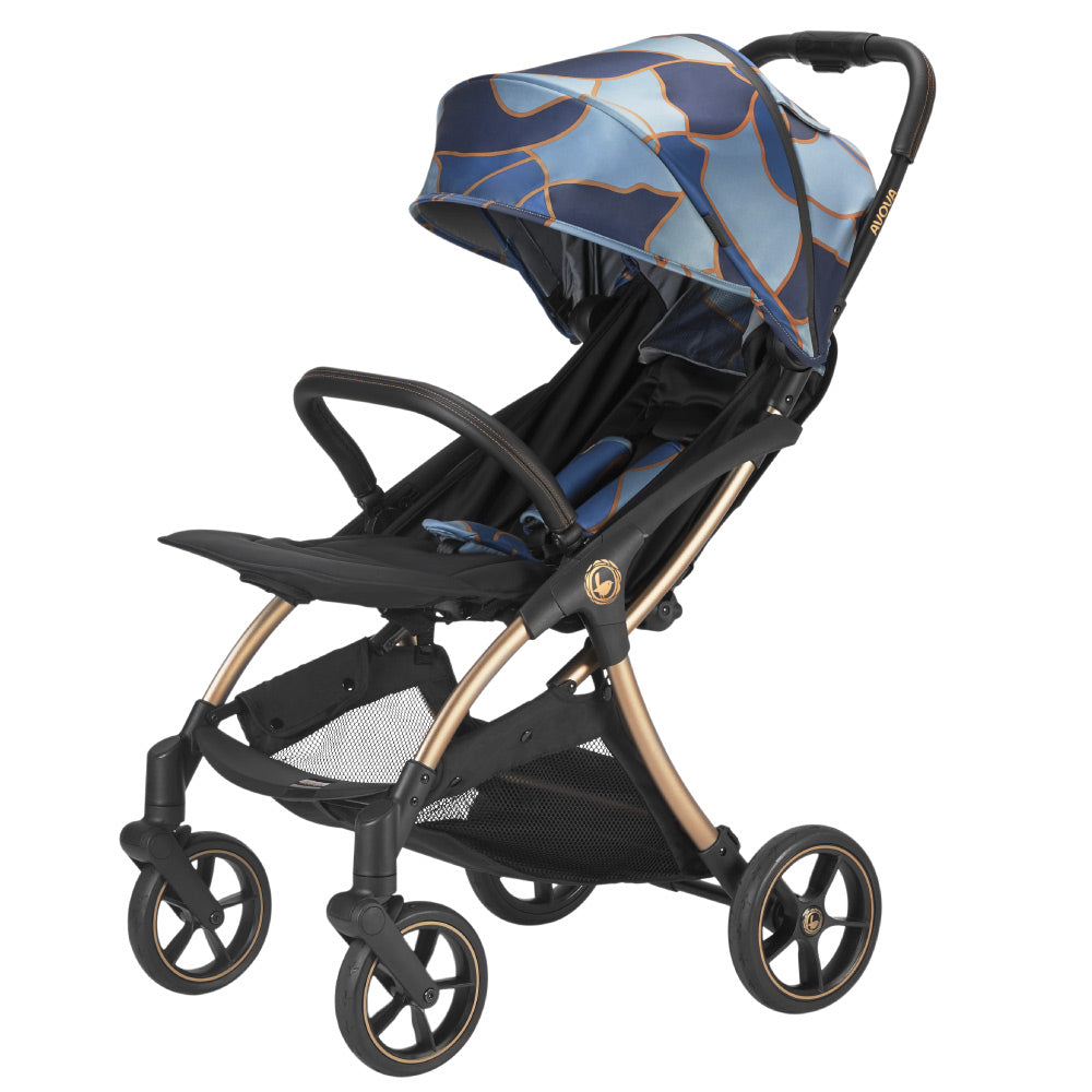 Cărucior sport Avova City Ranger – Blue Field, vedere din față și lateral
