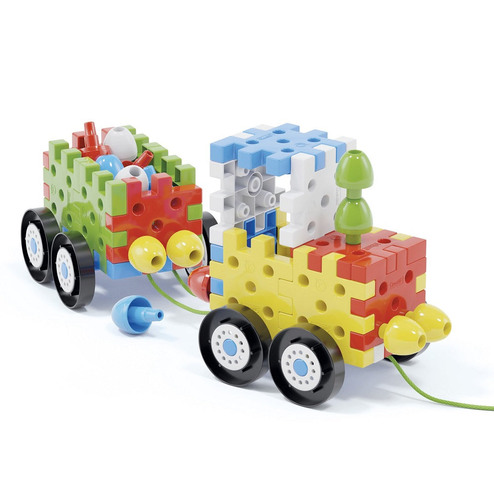 Set constructie Quercetti Jumbo Peggy Vehicule – vehicule construite din piese colorate