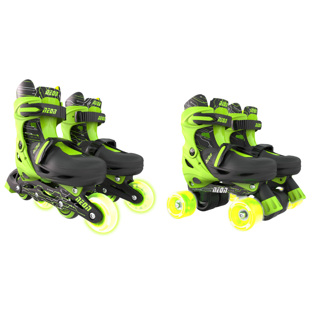 Role 2 in 1 Neon Combo Skates Marime 30-33 Green Roti LED