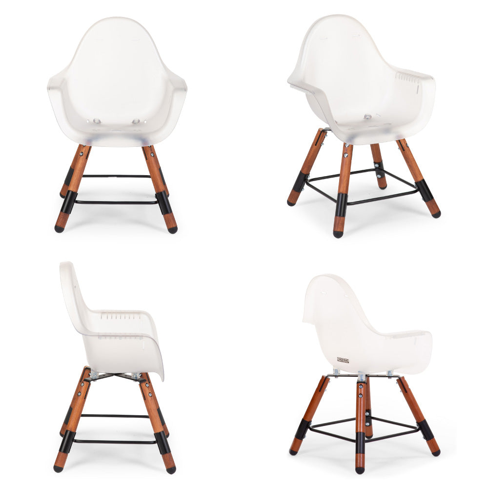 Scaun de masa reglabil in inaltime Childhome Evolu 2 Natural inchis Alb transparent