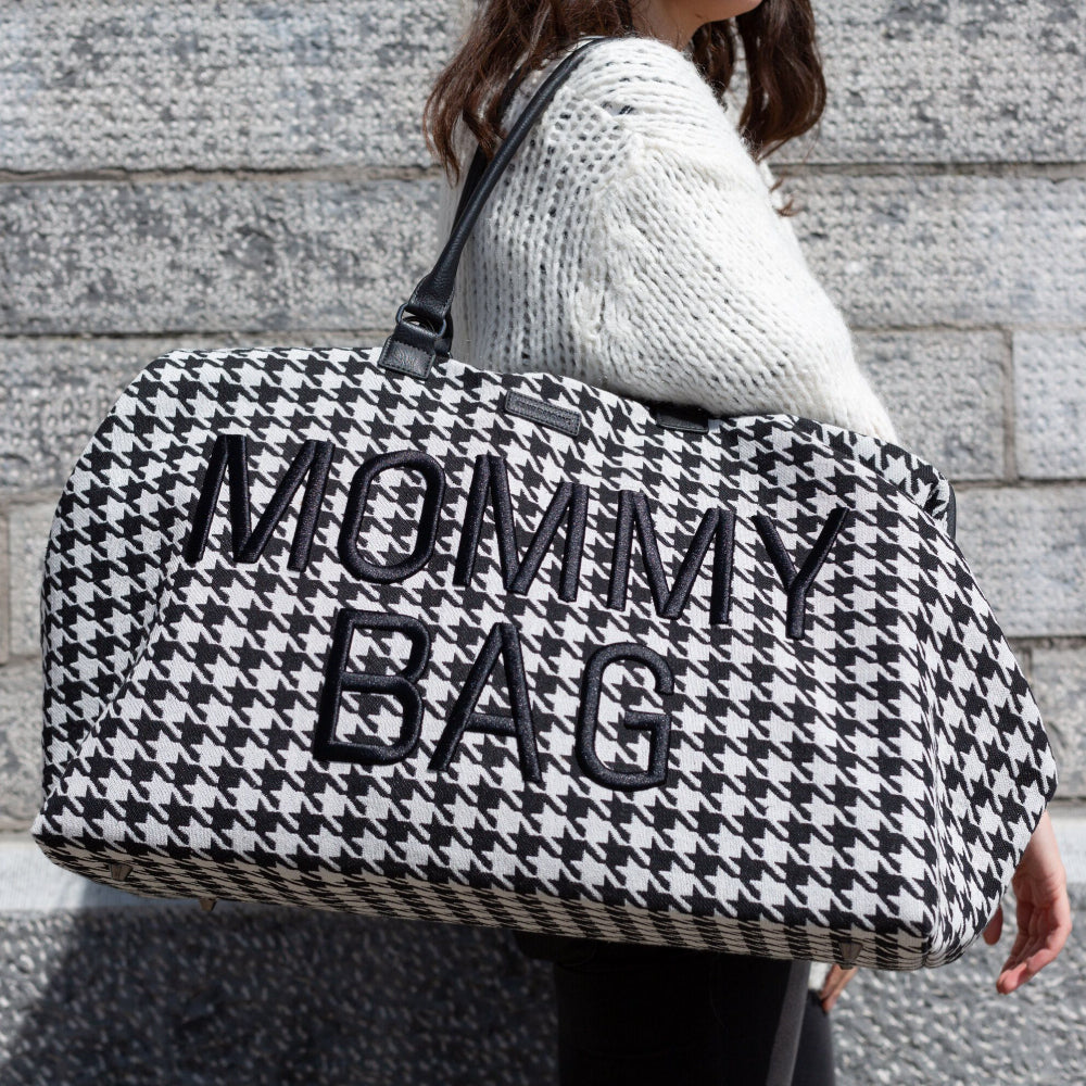 Geanta de infasat Childhome Mommy Bag Pied de Poule Negru - detaliu 5