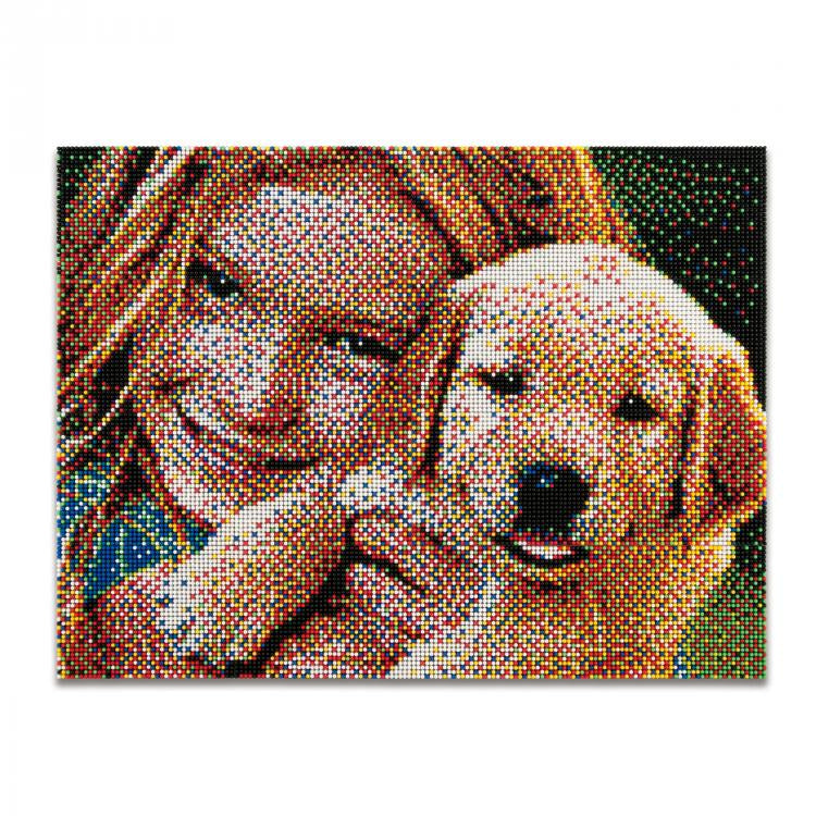 Joc mozaic Quercetti Pixel Photo, 16 planse – mozaic portret cu copil și câine