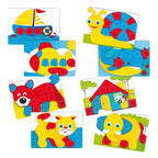 Joc mozaic Quercetti Fantacolor Baby, 24 piese – șabloane cu animale și vehicule