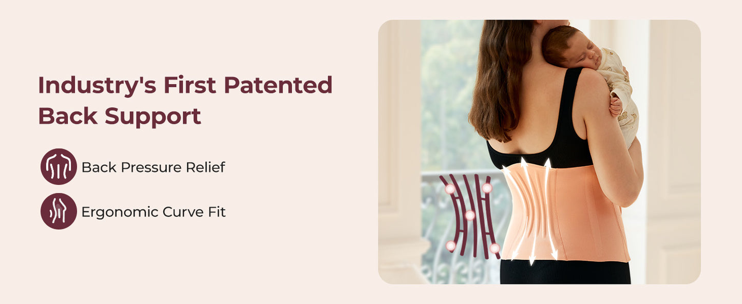 Centura Abdominala Postpartum Momcozy Ergowrap - Suport Ergonomic si Ridicare 3D Abdomen - Oyster Pink XL