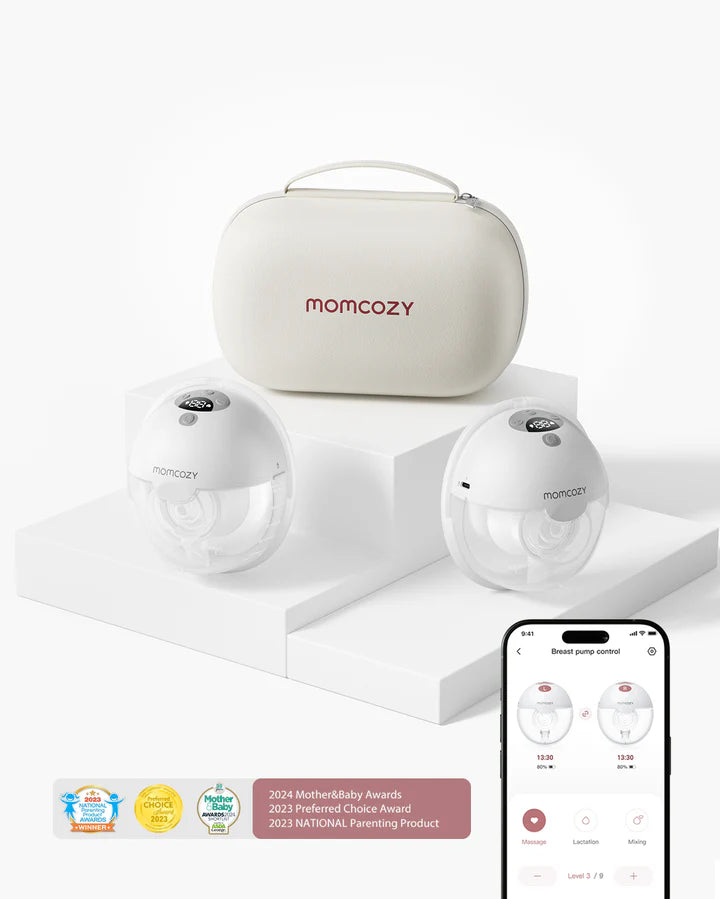Pompa de San Portabila Dubla Momcozy M5 Smart cu Conectivitate Mobila - Gri Set 2 buc