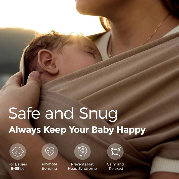 Marsupiu Wrap Sling cu suport spate Ergonomic 3.5 - 22 kg Babe-Toddler - Light Brown MOMCOZY